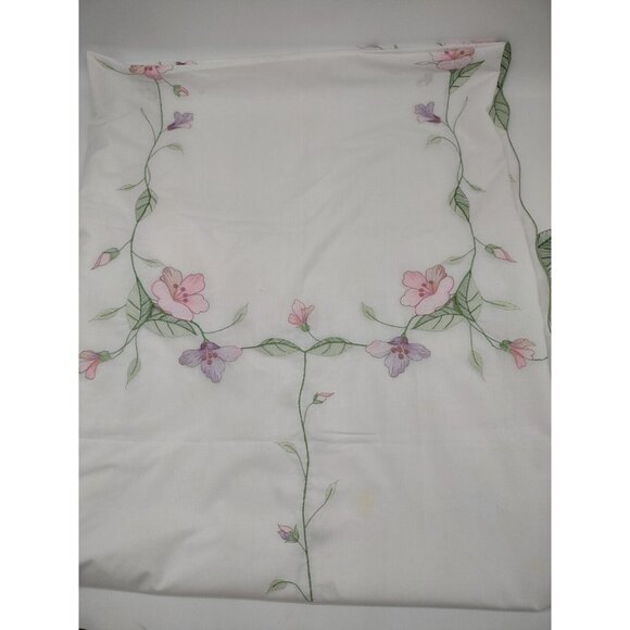 Floral Embroidered Cutout Colorful Tablecloth 66” X 80” Pastel Spring Easter SEE - Picture 1 of 10